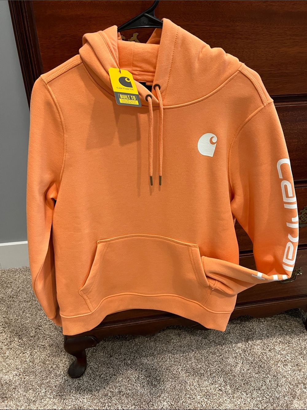 Carhartt Orange Sherbert Logo Hoodie Sweatshirt